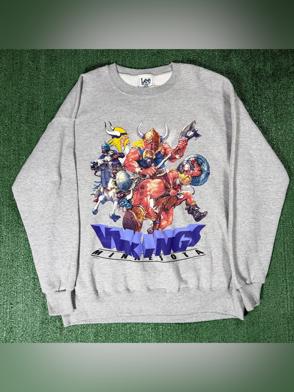 Lee Sport Minnesota Vikings Sweatshirt Graphic Print Grey Vintage XL NWT